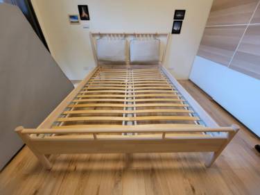 香榭二手家具*IKEA樺木實木雙人5尺床框附床底板條-床架-雙人床-排...
