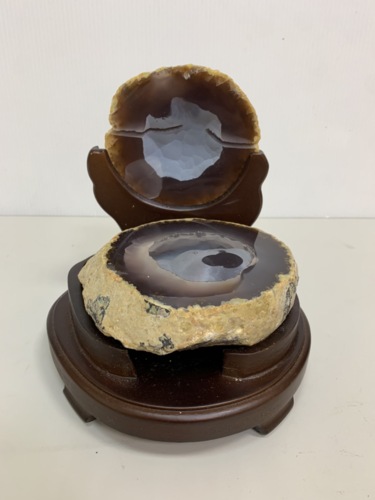 香榭二手家具*巴西天然瑪瑙聚寶盆(重量1.32kg/附底座)-天然礦石...