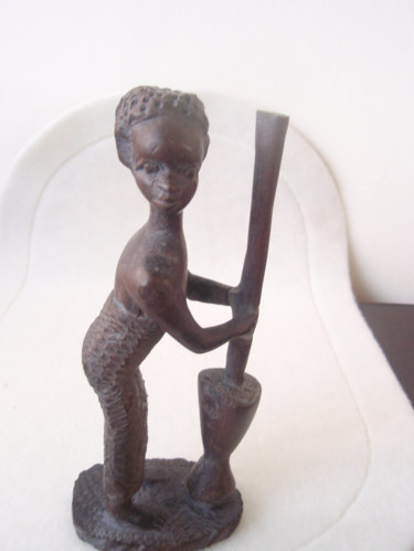 非洲女童木雕(約6x9x22公分)
