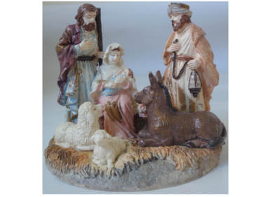 公仔[耶穌誕生馬槽] (樹脂POLY，約 8.4 x 8.4 x 7.3 公分)