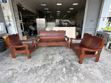 香榭二手家具*全實木1+2+3人座木製沙發組-實木椅-原木沙發-木頭椅...