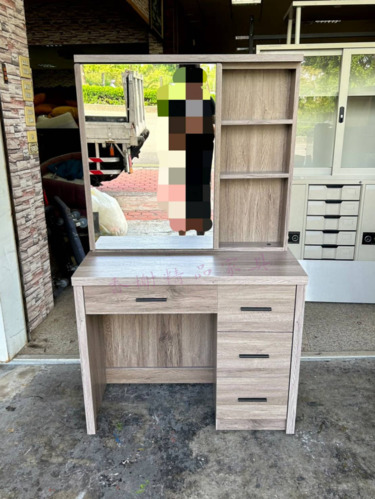 香榭二手家具*全新精品 古橡木3尺 可拉式收納鏡面化粧台-化妝台-化妝檯-化妝桌-梳妝台-梳妝檯-梳妝桌-鏡台-鏡桌