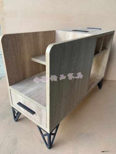 香榭二手家具*全新精品梧銅橡木色1尺沙發側邊櫃(附插座)-充電邊櫃-矮...