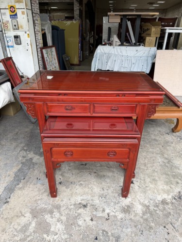 香榭二手家具*花梨木全實木4尺2上下座明式神明桌(附玻璃/觀音彩)-佛...