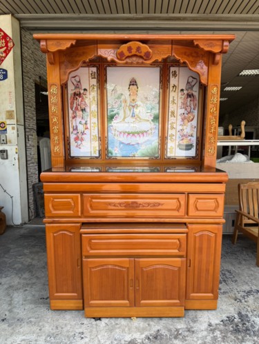 香榭二手家具*柚木色半實木5尺2上下座神櫥-祖先桌-上蓋神桌-神明桌-...